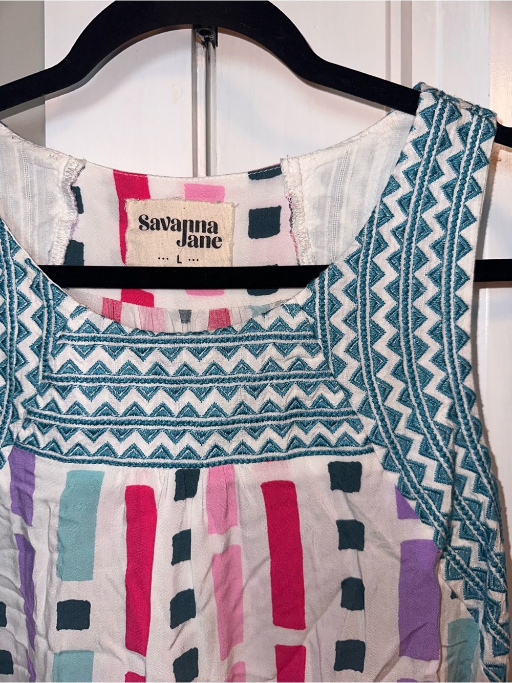 Savanna Jane Embroidered Sleeveless Multicolor Printed Tank Top Size Large - Picture 4 of 10